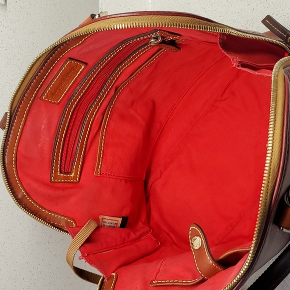 Dooney & Bourke Red & Brown Dome Pebbled Leather - Picture 12 of 16